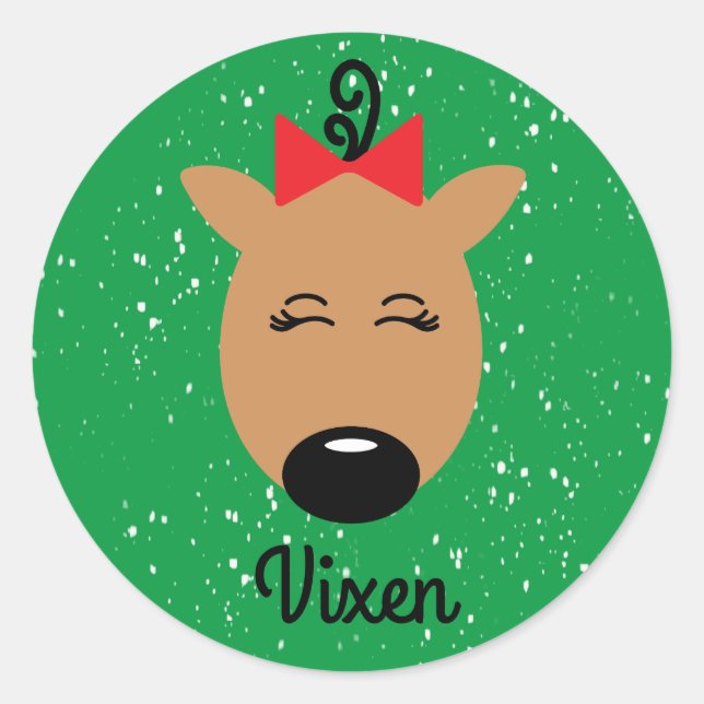 Vixen Reindeer Classic Round Sticker (Front)