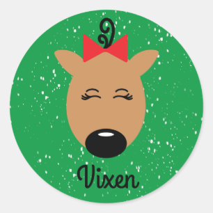 Vixen Reindeer Classic Round Sticker
