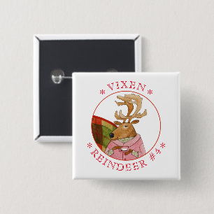 VIXEN REINDEER Square Pin Button