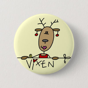 Vixen Reindeer Tshirts and Gifts 6 Cm Round Badge