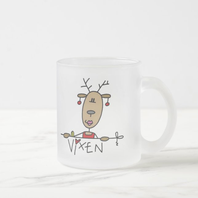 Vixen Reindeer Tshirts and Gifts Frosted Glass Coffee Mug (Right)