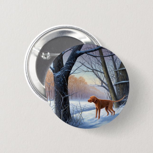 Vizla Let It Snow Christmas  6 Cm Round Badge (Front & Back)