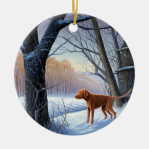 Vizla Let It Snow Christmas  Ceramic Tree Decoration