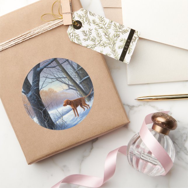 Vizla Let It Snow Christmas  Classic Round Sticker (Gifting)