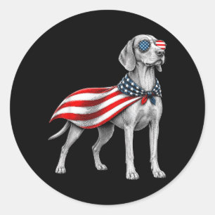 Vizsla 4th Of July Us Aamerican Flag Dog Patriotic Classic Round Sticker