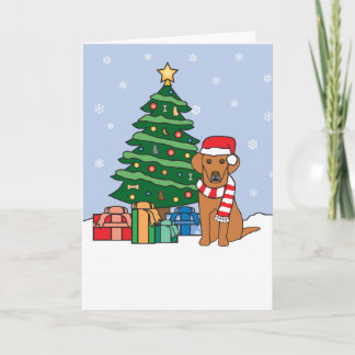 Vizsla and Christmas Tree Holiday Card