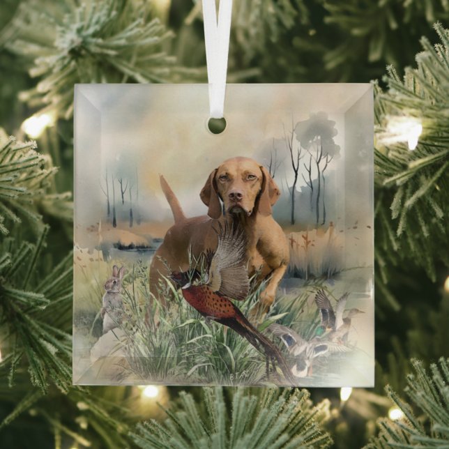 Vizsla  , Art  Glass Tree Decoration (Insitu)