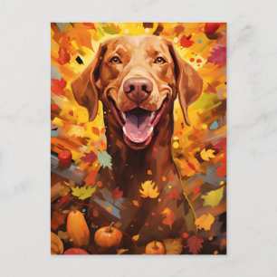 Vizsla Autumn Thanksgiving  Postcard