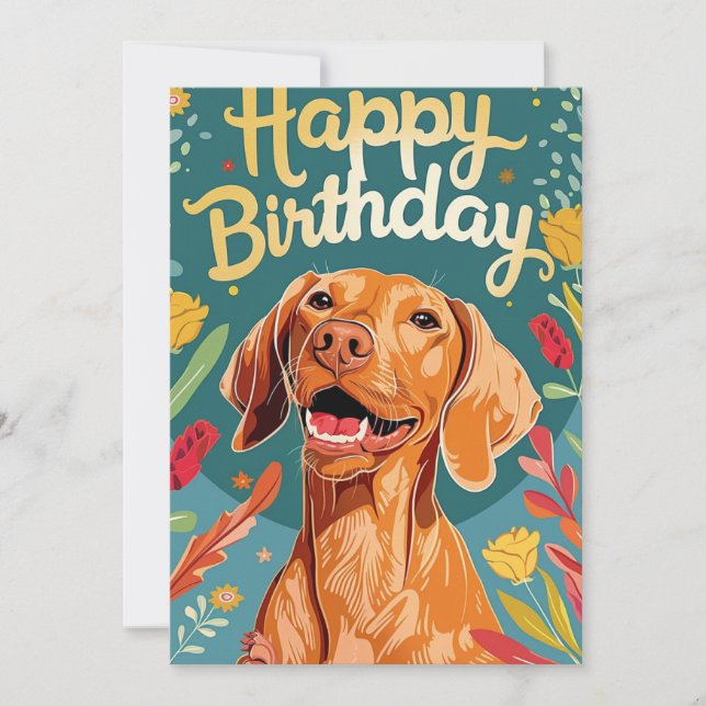 Vizsla Birthday  Holiday Card (Front)