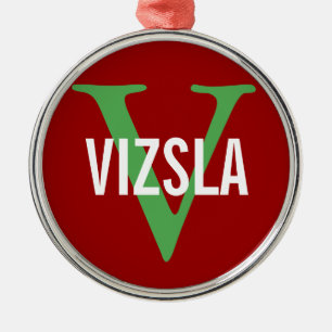 Vizsla Breed Monogram Design Metal Tree Decoration