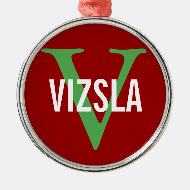 Vizsla Breed Monogram Design Metal Tree Decoration (Front)