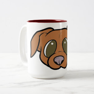 vizsla cartoon head Two-Tone coffee mug