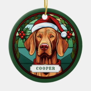 Vizsla Ceramic Circle Ornament
