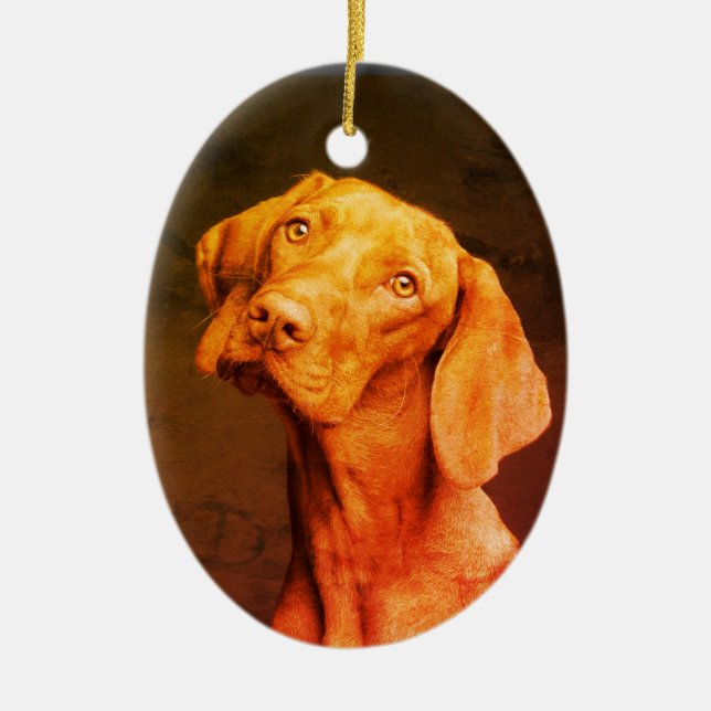 Vizsla Ceramic Tree Decoration (Front)