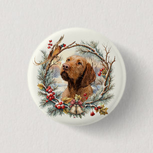 Vizsla Christmas  3 Cm Round Badge