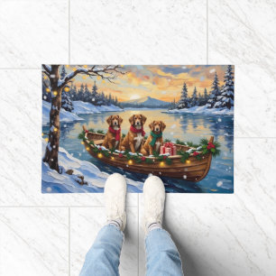 Vizsla Christmas Boat Holiday Doormat