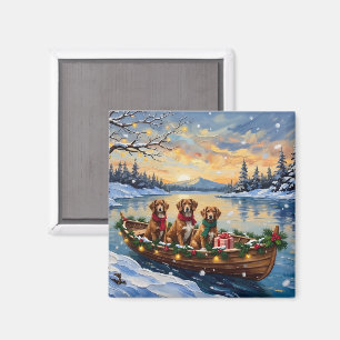Vizsla Christmas Boat Holiday Magnet