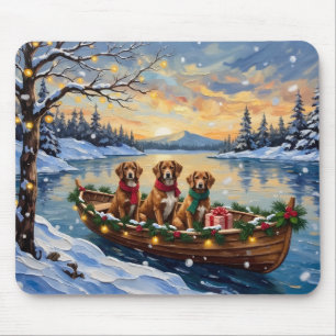 Vizsla Christmas Boat Holiday Mouse Mat