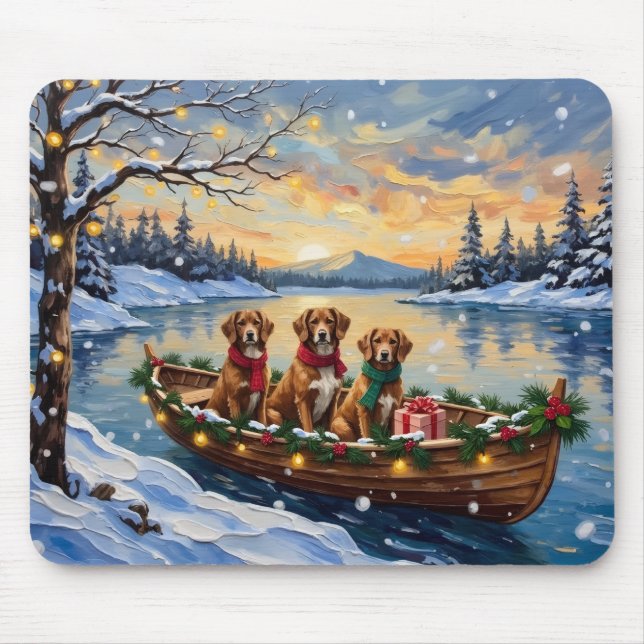 Vizsla Christmas Boat Holiday Mouse Mat (Front)
