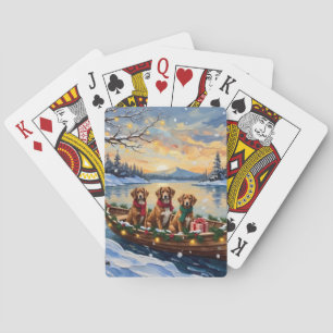 Vizsla Christmas Boat Holiday Playing Cards