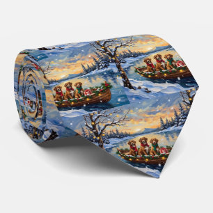 Vizsla Christmas Boat Holiday Tie