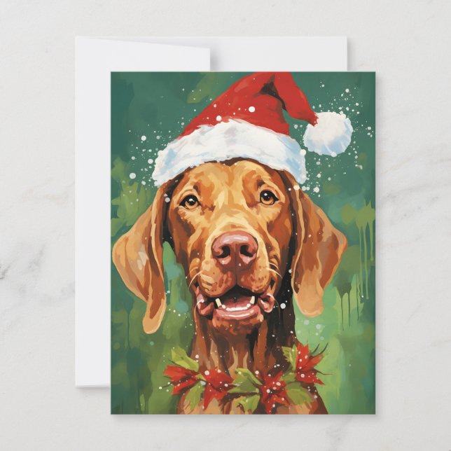 Vizsla Christmas brush painting artwork Holiday Card (Front)