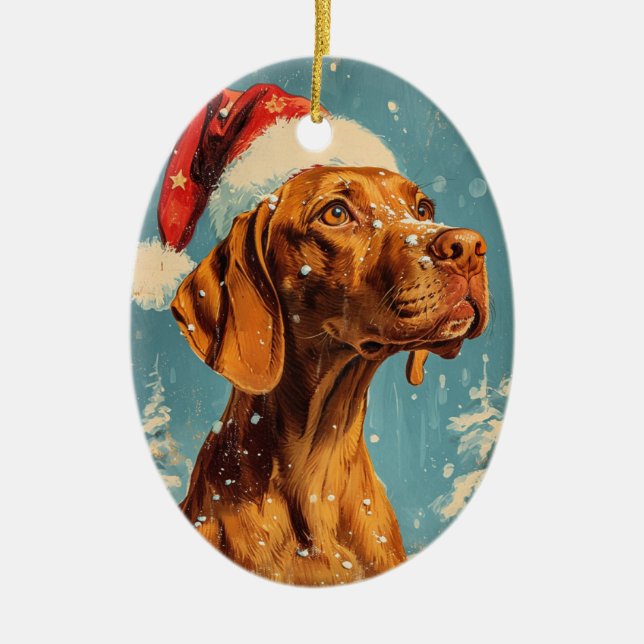 Vizsla Christmas Ceramic Tree Decoration (Front)
