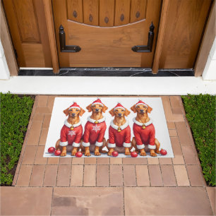 Vizsla Christmas Dress Santa Hat Doormat