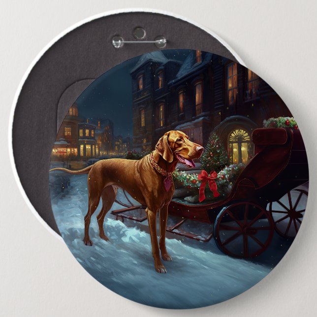 Vizsla Christmas Festive Season  6 Cm Round Badge (Front & Back)