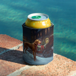 Vizsla Christmas Festive Season  Can Cooler