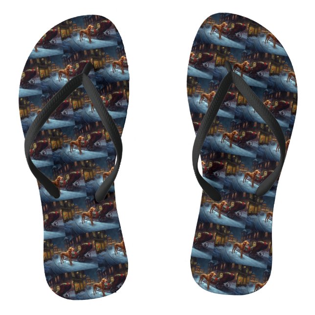 Vizsla Christmas Festive Season  Flip Flops (Footbed)