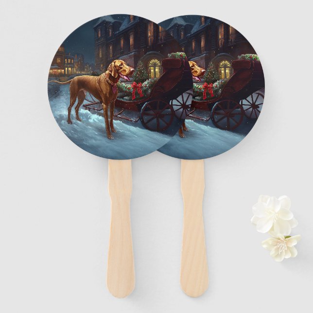 Vizsla Christmas Festive Season  Hand Fan (Front and Back)