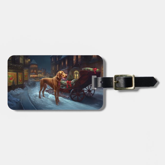 Vizsla Christmas Festive Season  Luggage Tag (Front Horizontal)