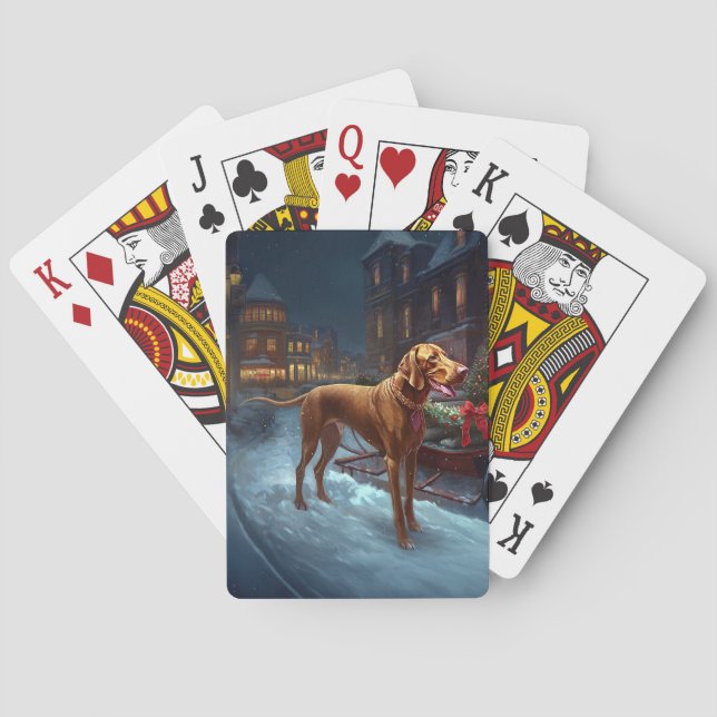 Vizsla Christmas Festive Season  Playing Cards (Back)