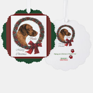 Vizsla Christmas Gifts Tree Decoration Card