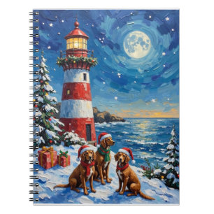 Vizsla Christmas Lighthouse Holiday Notebook