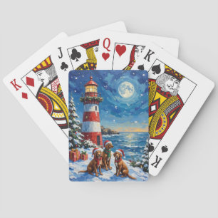 Vizsla Christmas Lighthouse Holiday Playing Cards
