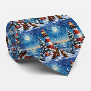 Vizsla Christmas Lighthouse Holiday Tie