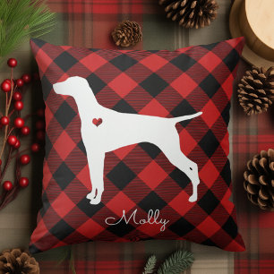 Vizsla Christmas Plaid Dog Name Cushion