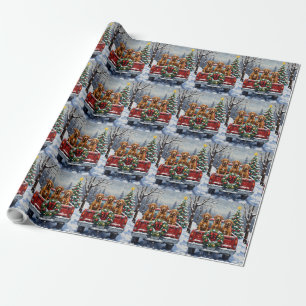 Vizsla Christmas Red Truck Holiday Wrapping Paper