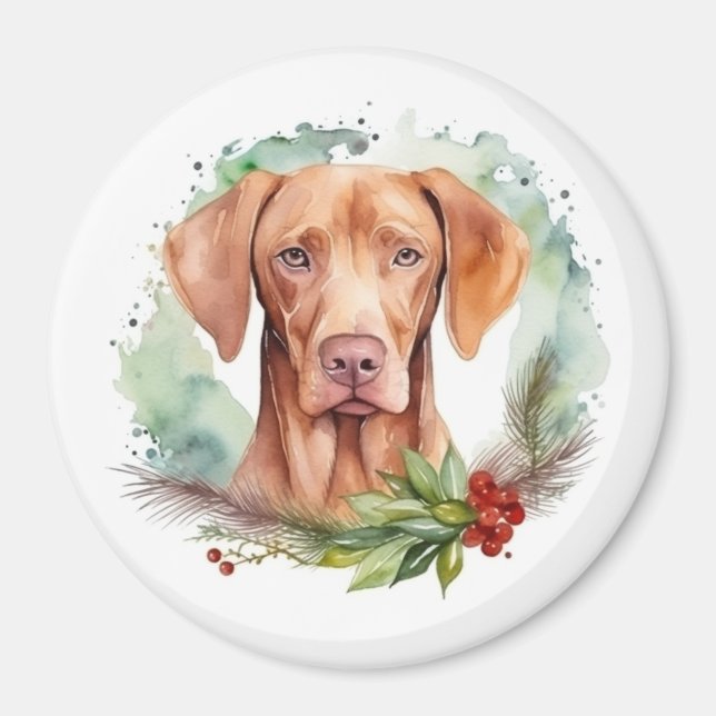 Vizsla Christmas Wreath Festive Pup  Magnet (Front)