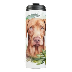 Vizsla Christmas Wreath Festive Pup  Thermal Tumbler