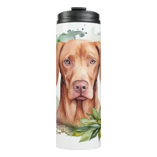 Vizsla Christmas Wreath Festive Pup  Thermal Tumbler (Front)