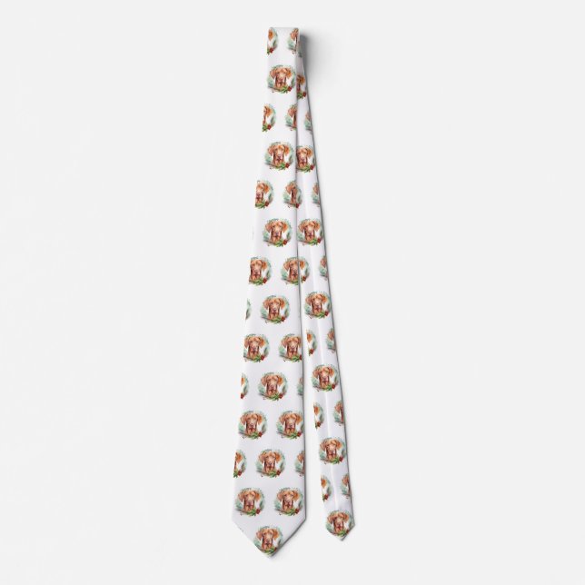 Vizsla Christmas Wreath Festive Pup  Tie (Front)