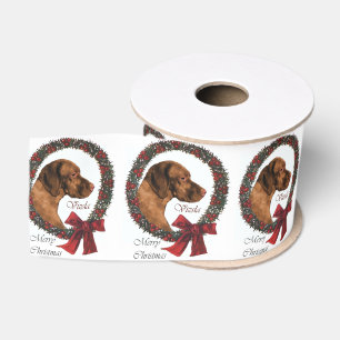 Vizsla Christmas Wreath Grosgrain Ribbon
