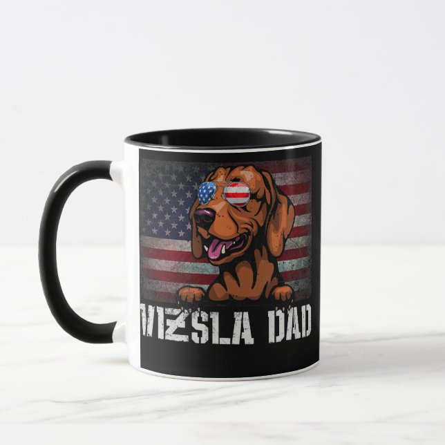 Vizsla Dad American Vizsla Dog US Flag 4th Of Mug (Left)