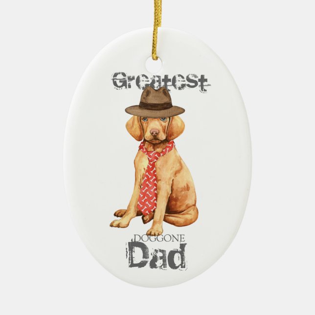 Vizsla Dad Ceramic Ornament (Front)