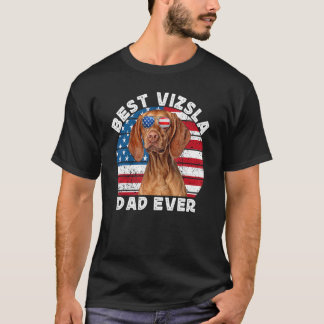 Vizsla Dad For Men Hungarian Vizsla American Flag  T-Shirt