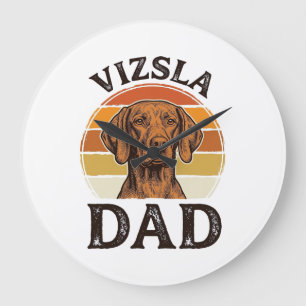 Vizsla Dad Vintage Engraving Dog Design_1 Large Clock