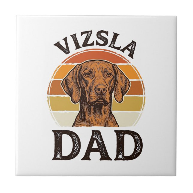 Vizsla Dad Vintage Engraving Dog Design_1 Tile (Front)